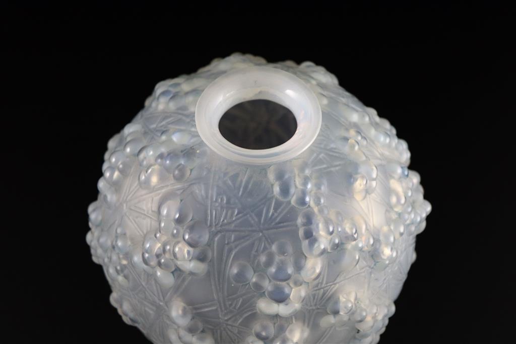 René Lalique. A pre-war opalescent glass Druide pattern vase, no.937, designed in 1924 17.5cm high